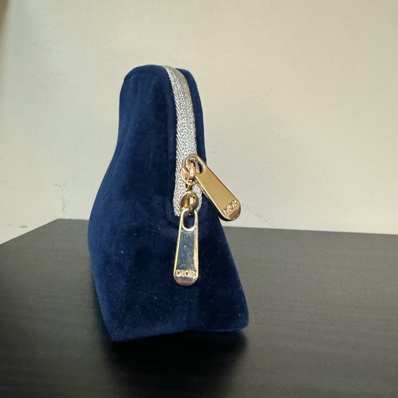 DIOR CD Logo Navy Velvet Cosmetic Makeup Bag Pouch - Picture 4 of 7